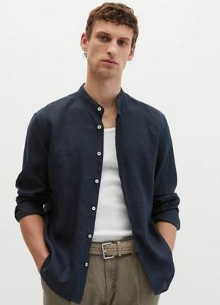 Лляна чоловіча сорочка zara з коміром-стійкою, розмір m (льон/бавовна).
в ідеальному стані.