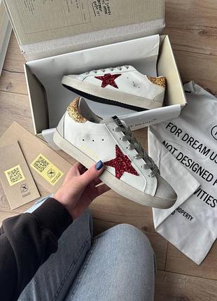 Жіночі кросівки golden goose glitter star gold red