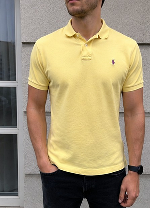 Polo ralph lauren custom fit поло желтое оригинал 100% хлопок s 46–48