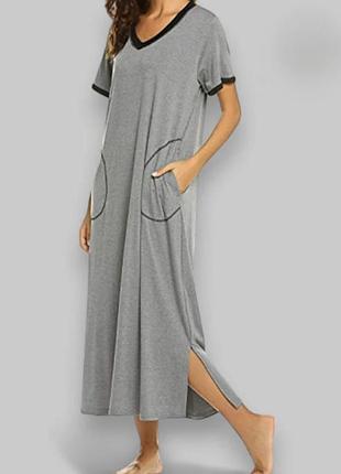 Комфортное с карманами и разрезами по бокам платье 👗 большого размера