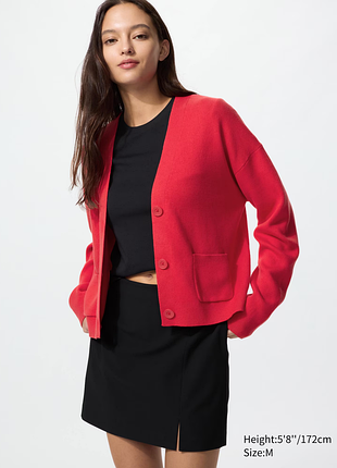 Хлопковый кардиган мягкий v-образный вырез uniqlo
