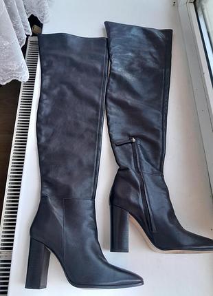 Сапоги 38р черный кожа zara
