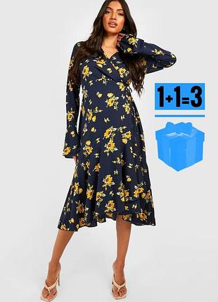 🥰 нова! довга сукня на запах в квітковий принт boohoo