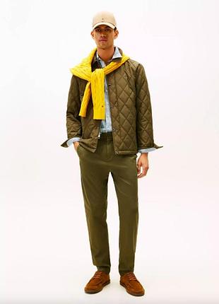 Брюки мужские из хлопково-ленной ткани Tommy hilfiger. цвет: army green.
