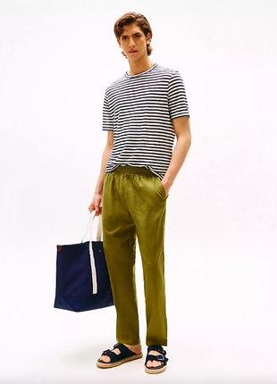 Брюки мужские из хлопково-ленной ткани Tommy hilfiger. цвет: uniform olive.