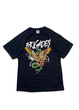 Чоловіча футболка brigades панк-рок мерч принт ed hardy стиль чорна l