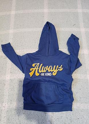 Синее худи primark «always be kind» - 7–8 лет (128 см)