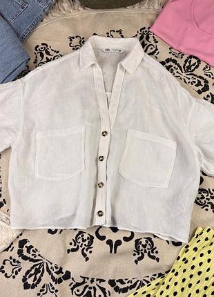 Брендова стильна лляна сорочка zara🤍
