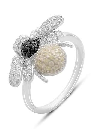 Серебряное родированное кольцо 925 пробы с фианитами, размер 17, вес 3.52г