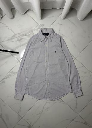 Фірмова котонова сорочка в смужку ralph lauren custom fit, розмір m (15/38)