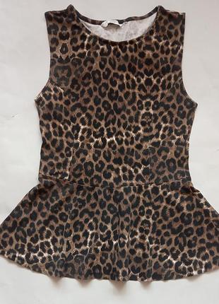 🐆 блуза с баской new look, леопардовый принт