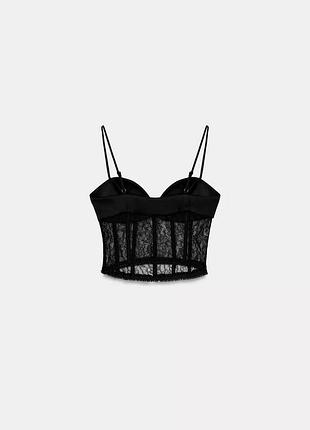 Топ корсет топ-корсет чорний  з мереживом zara зара