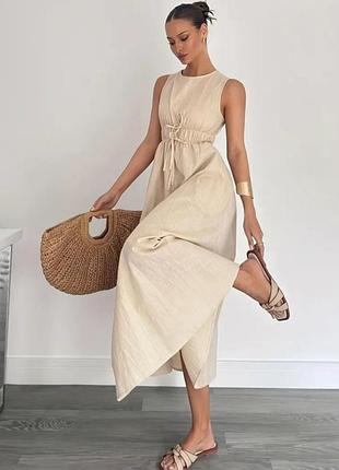 Изысканное платье, сарафан, 100% вискоза, р. xl, наш 48-50, бежевый