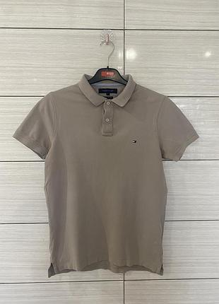 Поло tommy hilfiger original бежеве size  s slim fit 100% бавовна
