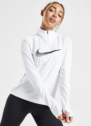 Женская спортивная белая кофта лонгслив свитшот полузипка nike s (42-44)