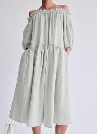 Платье zara из 100% льна