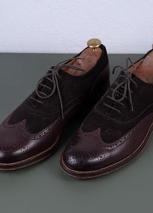 Британський стиль / комбінована шкіра та замша: оксфорди chapman & moore (оригінал, goodyear welted, uk 9 / 28 см)