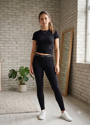 Черные лосины в рубчик primark love to lounge