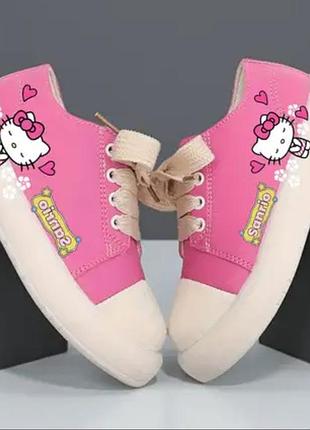 Яркие розовые кеды / кроссовки hello kitty sanrio из экокожи, стелька 18 см