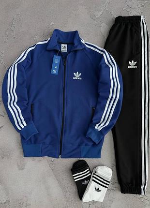 Чоловічий спортивний костюм adidas синій кофта адідас + штани xs / s / m / l / xl / xxl / xxxl