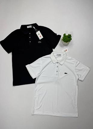 Футболка поло lacoste мужская | поло с воротником lacoste | белая / черная | футболка поло лакоста мужская l