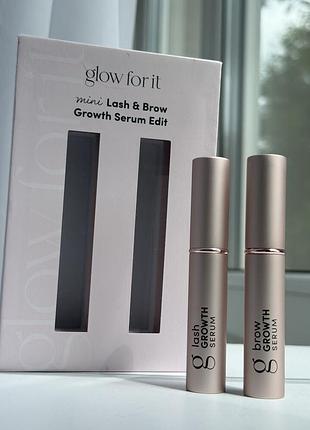 Glow for it lash & brow growth serum edit. оригінал. новий набір сивороток для росту вій та брів.