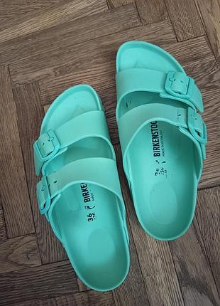 Шльопанці жіночі birkenstock м'ятні, розмір 36, матеріал піна