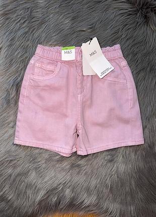 Нові стильні джинсові шорти вільного крою на дівчинку 2/3 m&s collection