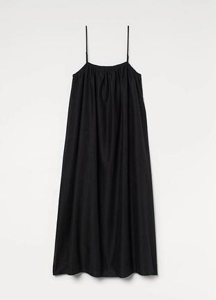 Чорна лляна сукня h&m