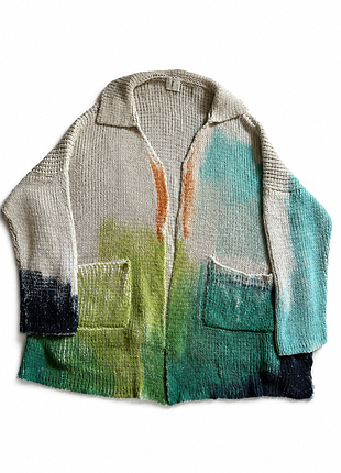F cashmere  rrp €540 hand-knitted shaded silk cardigan шовковий кардиган