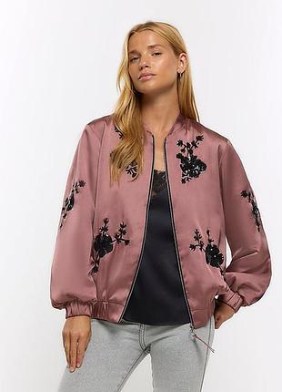 Сатиновый бомбер куртка женская river island,p m, можно и больше