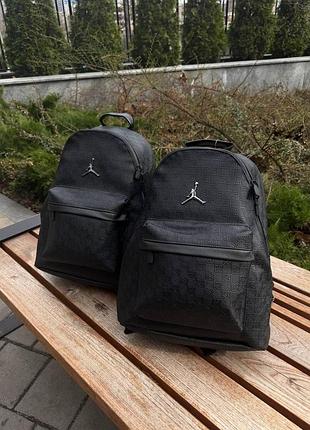 Мужской рюкзак jordan черный кожаный спортивный рюкзак черный