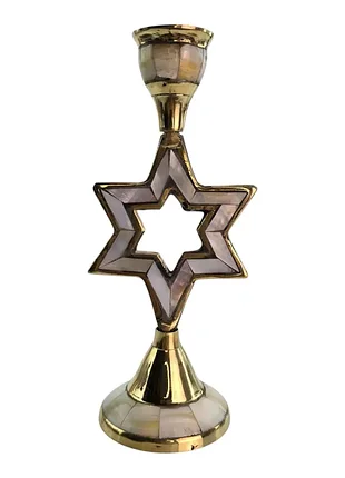 Подсвечник латунный с перламутром "звезда" (16х6,5х5,6 см)