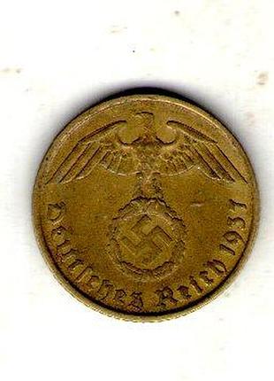 Германия - третий паркс 5 парксфенигов, 1937 год алюминий-бронза, 2.5g, ø 18mm no3616