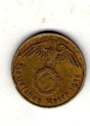 Германия - третий паркс 5 парксфенигов, 1938 год алюминий-бронза, 2.5g, ø 18mm no3631
