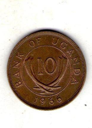 Уганда 10 офиса, 1966 год бронза, 5g, ø 24mm no3632