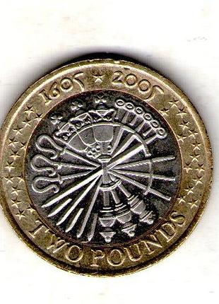 Большая британия ø королева елизавета ii 2 фунта, 2005 400-а годовщина - "пороховая заговора" биметалл, 12g, ø 28.4mm no3996
