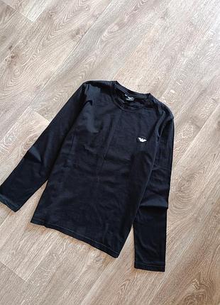 Чорний лонг лонгслів кофта armani