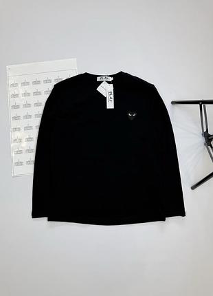 Cdg play longsleeve / comme des garcons / лонгслив кофта кдг плей / лонг футболка с длинным рукавом черный с черным сердцем, xxl