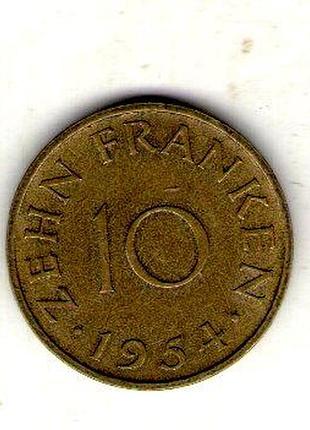 Саар ø протекрат саар 10 репортеров, 1954 год алюминий-бронза, 3.04g, ø 20mm no3705