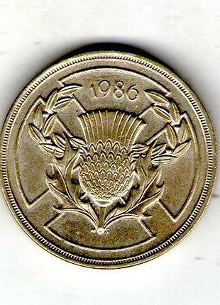 Большая британия ø королева елизавета ii 2 фунта, 1986 xiii игры содружественности никель-латунь, 15.98g, ø 28.4mm no3993