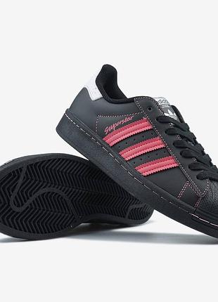 Adidas superstar black pink thread