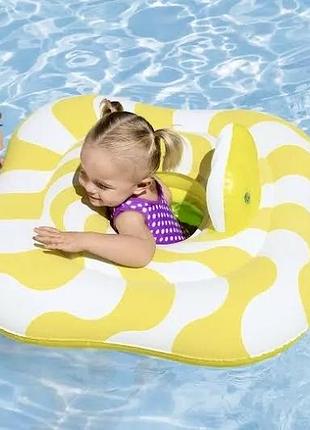 Надувний плотик-круг для плавання немовлят bestway swim safe abc (step a)  1-2 роки з велюровою поверхнею