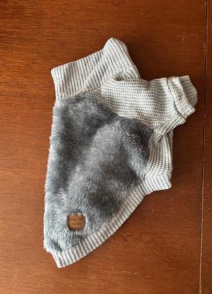 Светр для собаки “fur”, розмір s, голубий, має вʼязану частину та мякеньку спинку