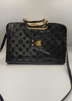 Женская лаковая сумка-тоут louis vuitton, черная.