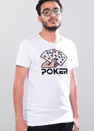 Футболка чоловіча із принтом "poker" біла