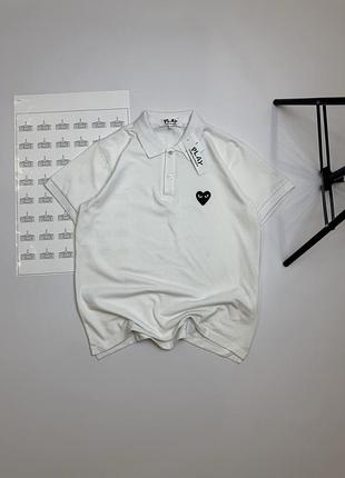 Cdg play polo t-shirt / comme des garcons / футболка поло кдг плей ком де гарсонс 3xs (150-155 см), белый