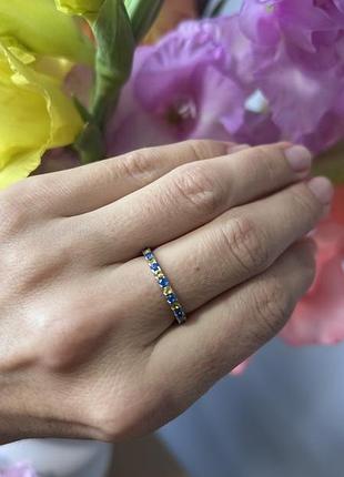 Срібне колечко з камінчиками 17,5