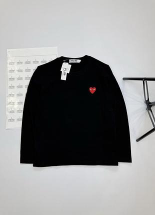 Cdg play longsleeve / comme des garcons / лонгслив кофта кдг плей / лонг футболка с длинным рукавом черный с красным сердцем, s