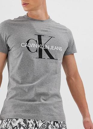Мужская футболка calvin klein jeans серая ck келвин кляйн